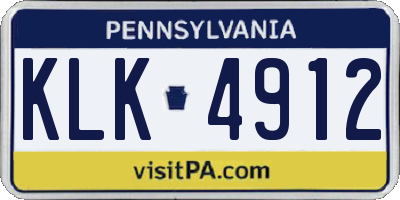 PA license plate KLK4912