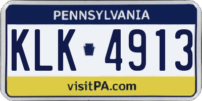 PA license plate KLK4913