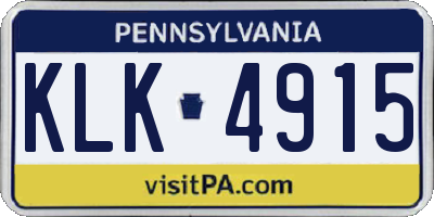 PA license plate KLK4915