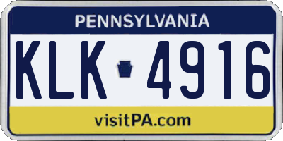PA license plate KLK4916