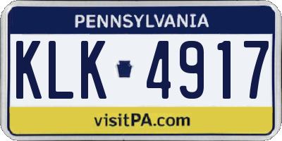 PA license plate KLK4917