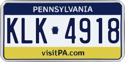 PA license plate KLK4918