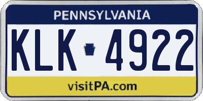 PA license plate KLK4922