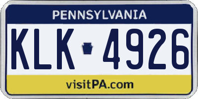 PA license plate KLK4926