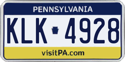 PA license plate KLK4928