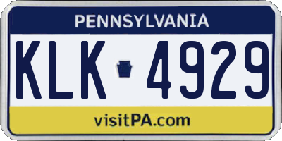 PA license plate KLK4929