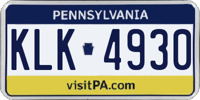 PA license plate KLK4930