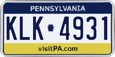 PA license plate KLK4931
