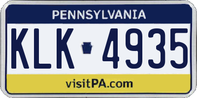 PA license plate KLK4935