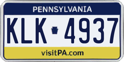 PA license plate KLK4937