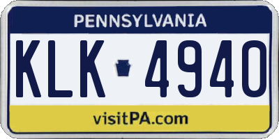 PA license plate KLK4940