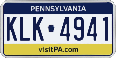 PA license plate KLK4941