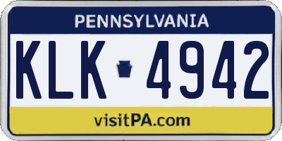 PA license plate KLK4942