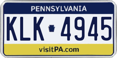 PA license plate KLK4945