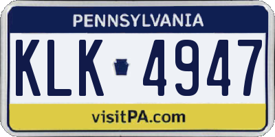 PA license plate KLK4947