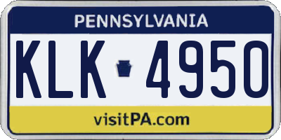 PA license plate KLK4950