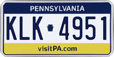 PA license plate KLK4951