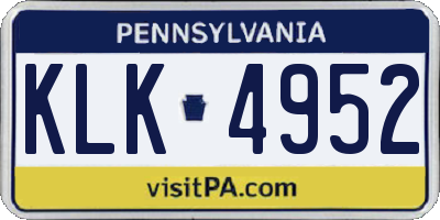 PA license plate KLK4952