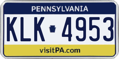 PA license plate KLK4953
