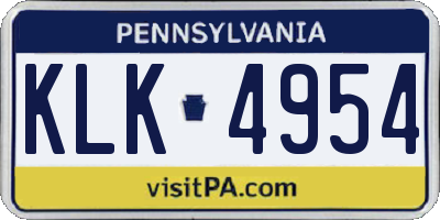 PA license plate KLK4954
