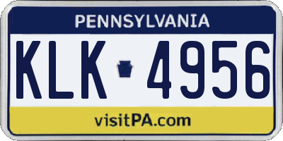 PA license plate KLK4956