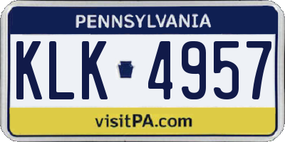 PA license plate KLK4957