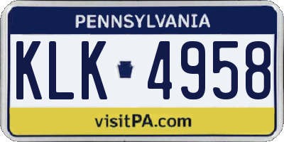 PA license plate KLK4958