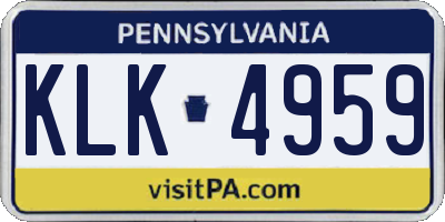 PA license plate KLK4959