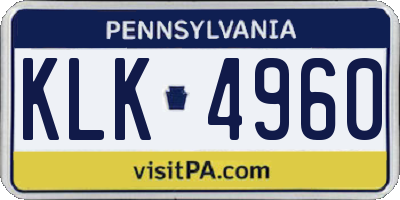 PA license plate KLK4960