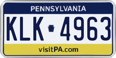 PA license plate KLK4963