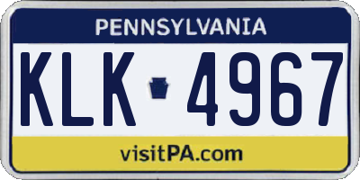 PA license plate KLK4967