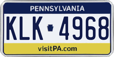 PA license plate KLK4968