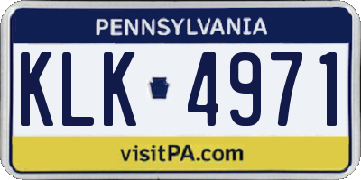 PA license plate KLK4971