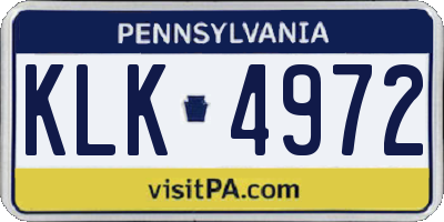 PA license plate KLK4972