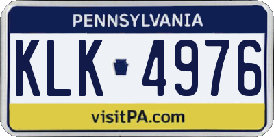 PA license plate KLK4976