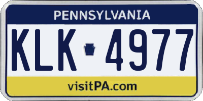 PA license plate KLK4977