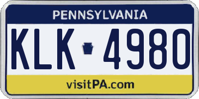 PA license plate KLK4980