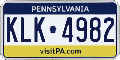 PA license plate KLK4982