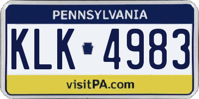 PA license plate KLK4983