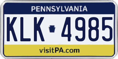 PA license plate KLK4985