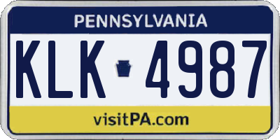 PA license plate KLK4987
