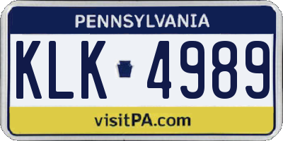 PA license plate KLK4989