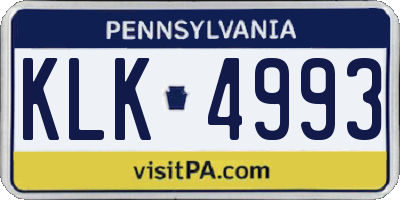 PA license plate KLK4993
