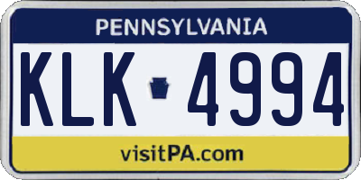 PA license plate KLK4994