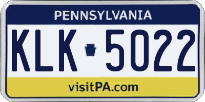 PA license plate KLK5022