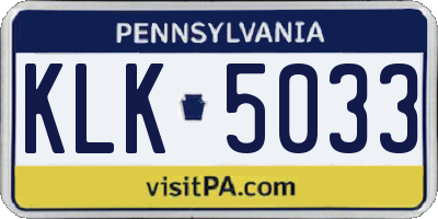 PA license plate KLK5033