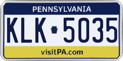 PA license plate KLK5035