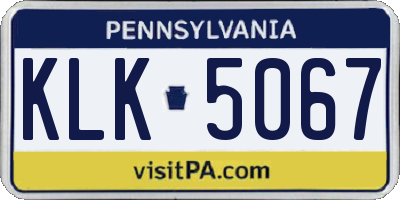 PA license plate KLK5067