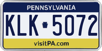 PA license plate KLK5072