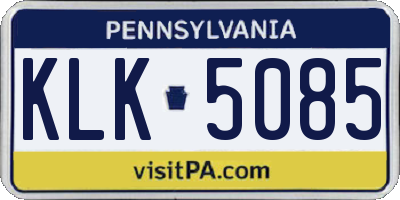 PA license plate KLK5085